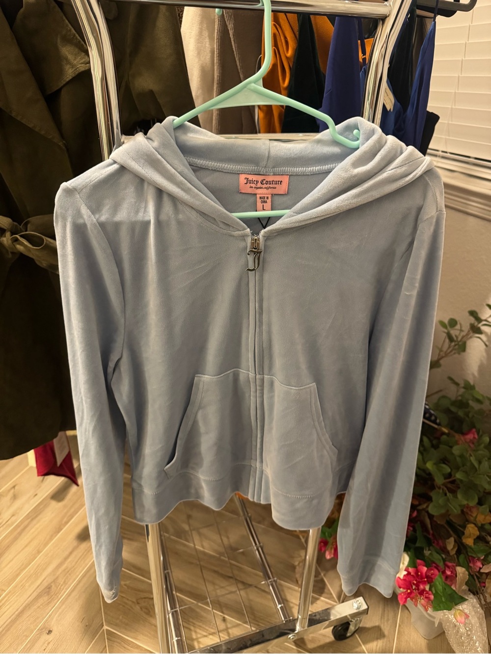 Juicy Couture Baby Blue Velour Zip Hoodie ***[Size L, NWT]***